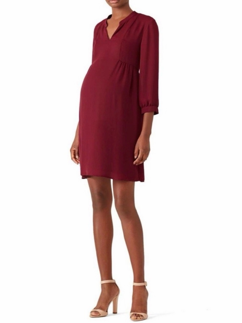 Amanda‎ Uprichard Maternity V-Neck Shift Burgundy Dress Size XL EUC